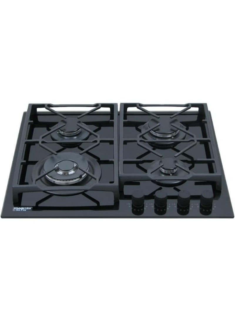 كيتشن لاين مسطح بلت إن، غاز، 60 سم، 4 شعلة، سيراميك، PRE4014 - اسود - Image 1